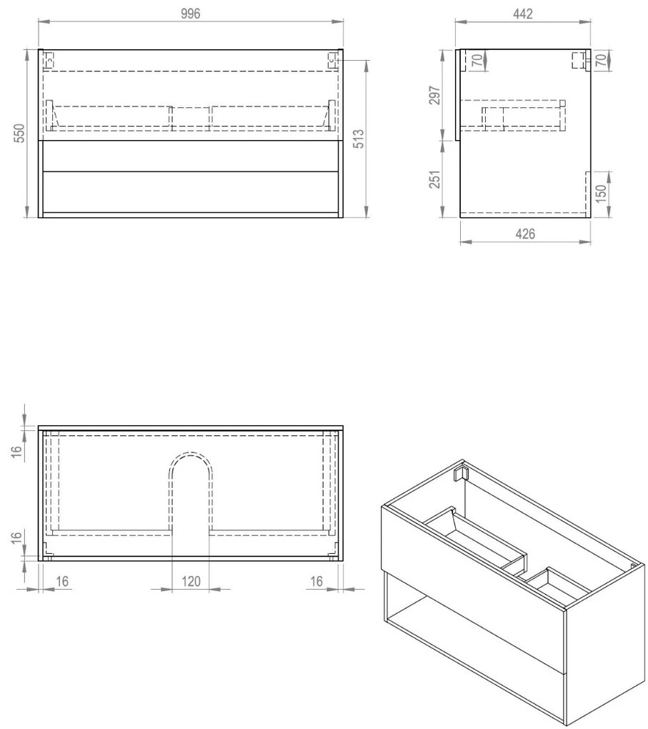 Best Design Rigatti onderkast 100cm eiken