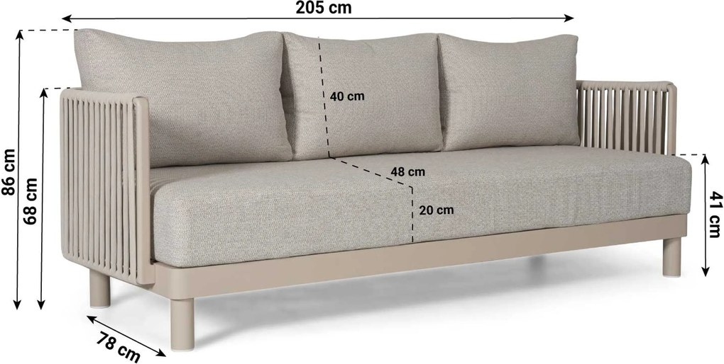 Stoel en Bank Loungeset 5 personen Rope Zand/Beige  Lifestyle Garden Furniture Solento