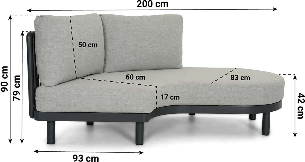 Hoek loungeset 5 personen Rope Grijs  Santika Furniture Santika