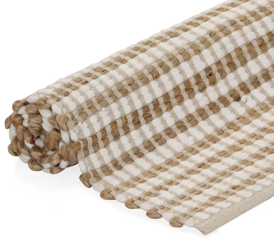 vidaXL Vloerkleed 120x180 cm handgeweven jute naturel en wit