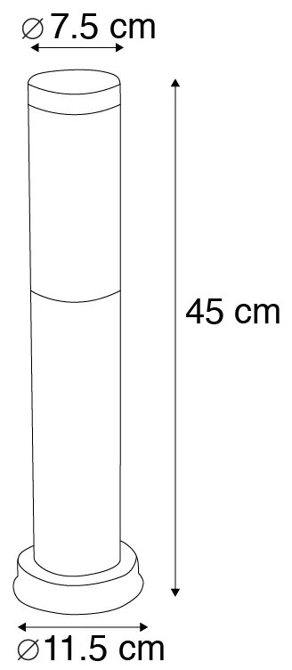 Buitenlamp paal antraciet met opaal 45 cm IP44 - Rox Modern E27 IP44 Buitenverlichting cilinder / rond rond