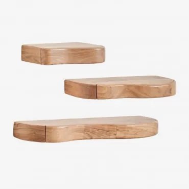 Set Van 3 Wandplanken Met Opbergruimte Van Acaciahout Nireimi Acacia Bruin - Sklum