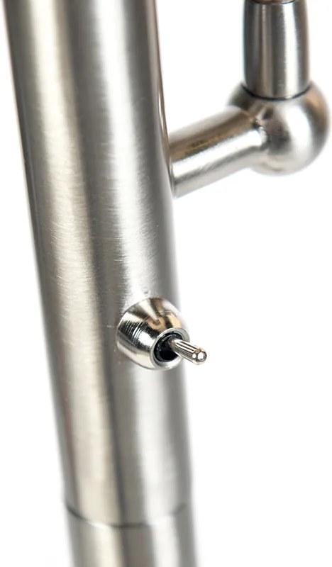 Klassieke vloerlamp staal met witte kap en leeslampje - Retro