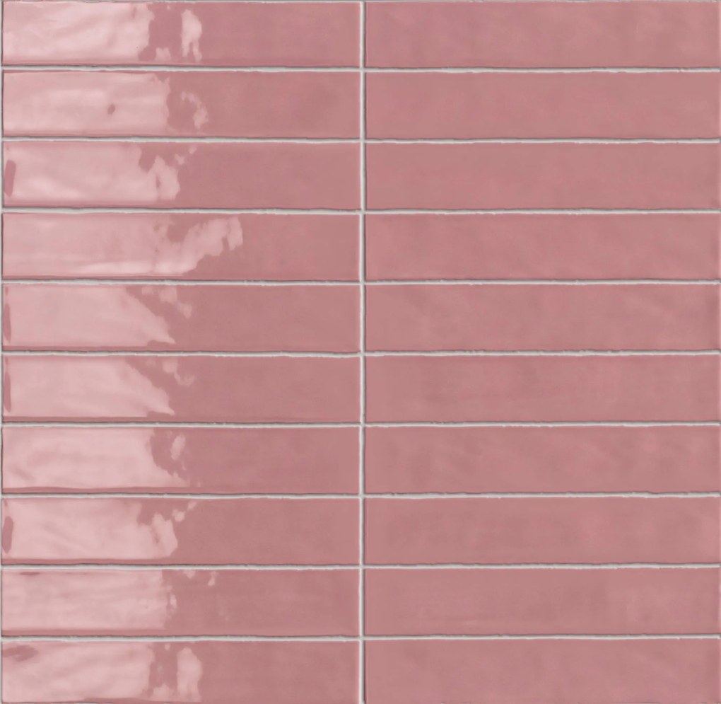 Wandtegel roze visgraat Sartoria Vernici 25x5cm berry darquiri glans gerectificeerd