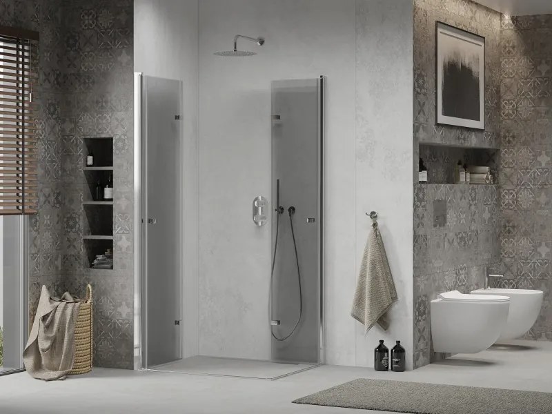 Mexen Lima Duo opvouwbare douchecabine 100 x 80 cm, transparant, chroom - 856-100-080-02-00