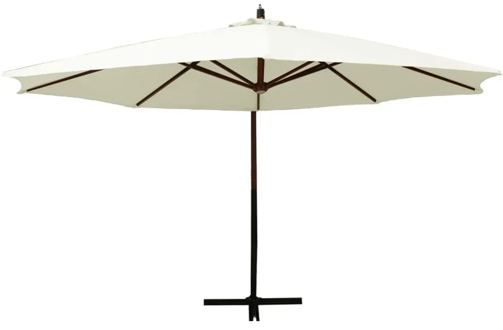 vidaXL Zweefparasol met houten paal 350 cm zandwit