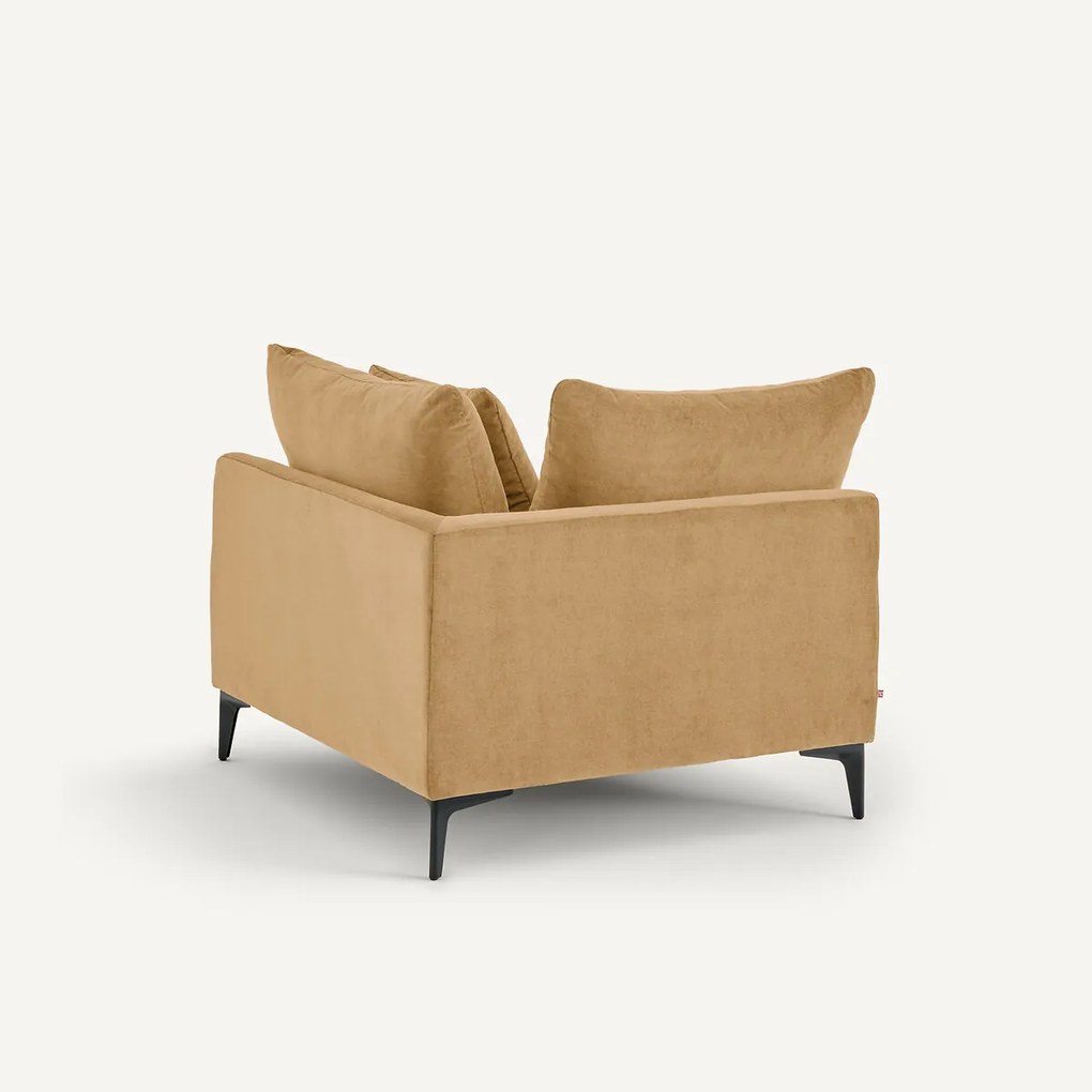 Hoekbank in stone-kleurig fluweel, MODERNISTE, ontwerp van Emmanuel Gallina