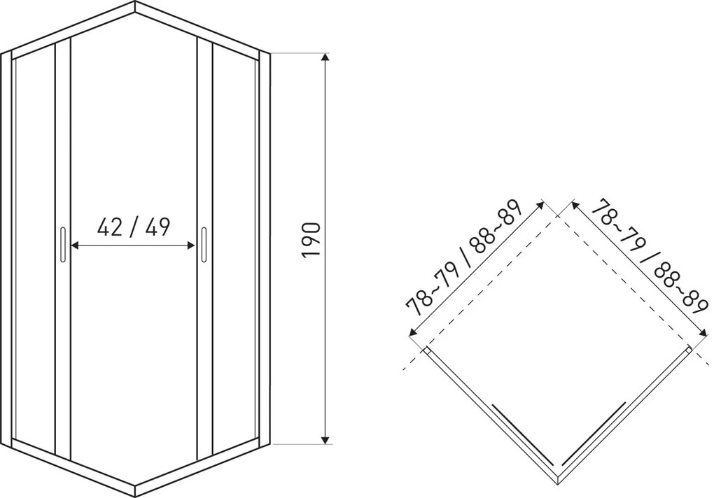 Kerra Tiara Square vierkante douchecabine 80x80 met zwarte profielen