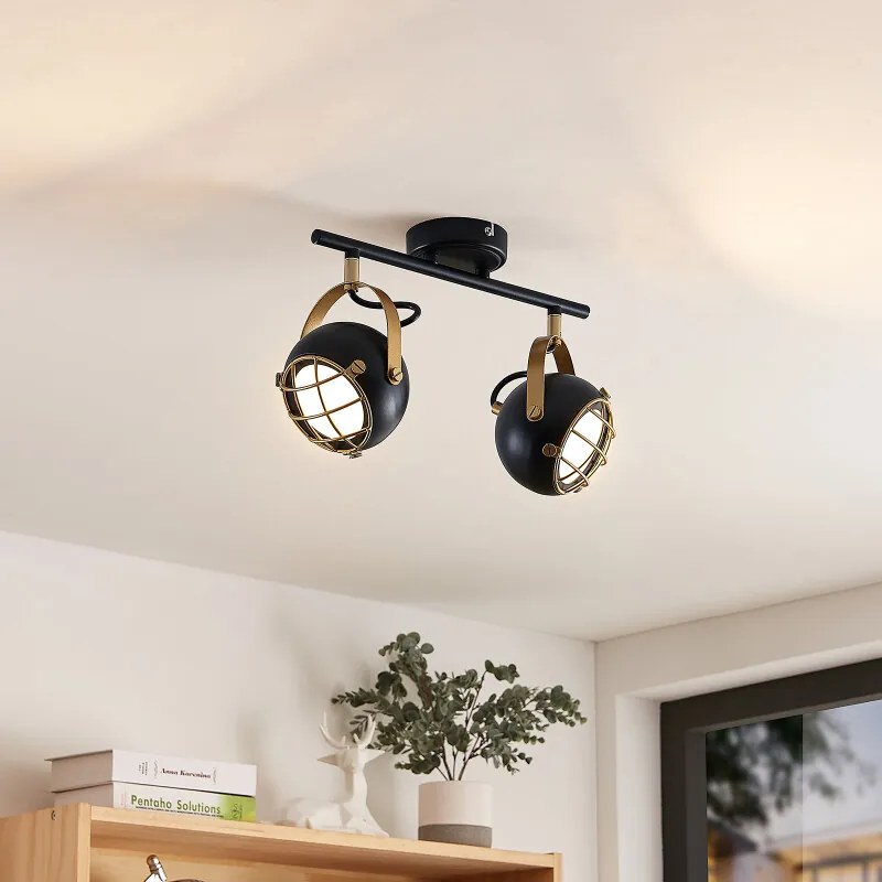 Dawid LED plafondspot in goud, 2-lamps - lampen-24