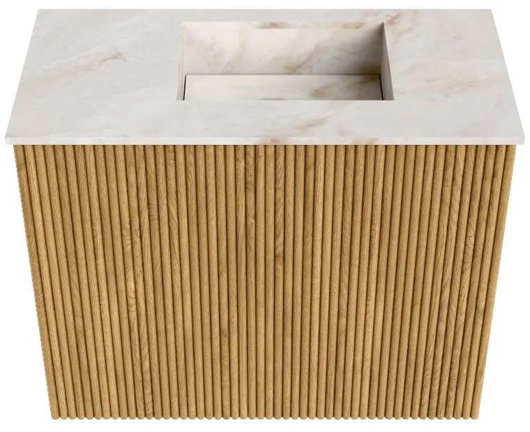 Mondiaz Joya DLux 50cm toiletmeubel oak met wastafel faye rechts zonder kraangat frappe