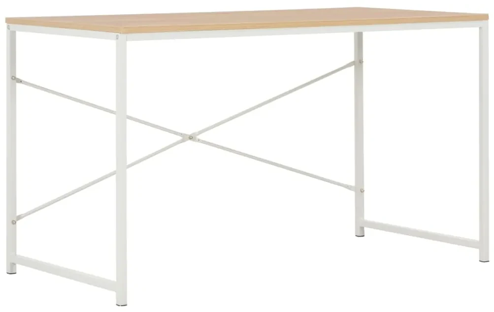 vidaXL Computerbureau 120x60x70 cm wit en eikenkleurig