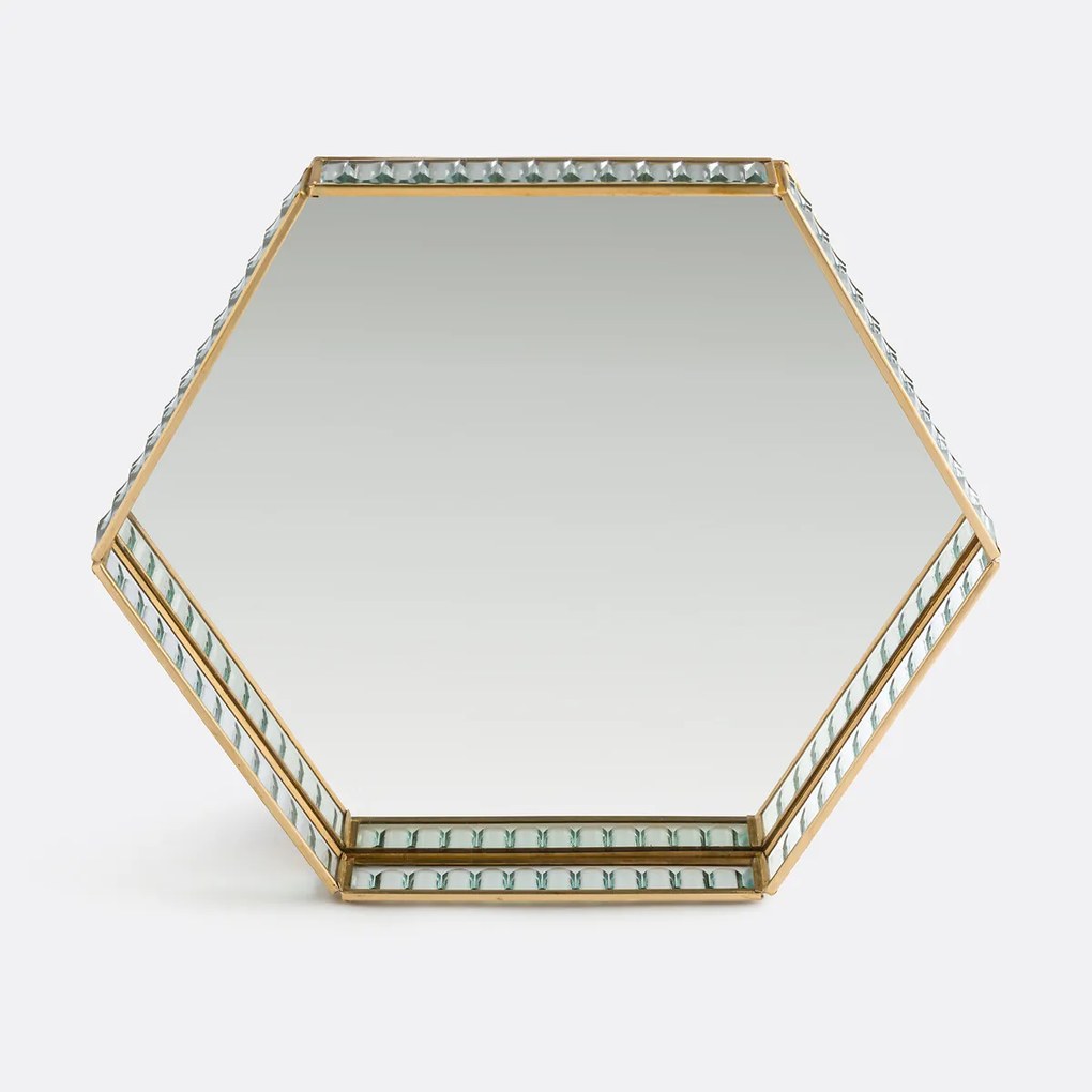 Mandje in messing en glas L30 cm, Uyova