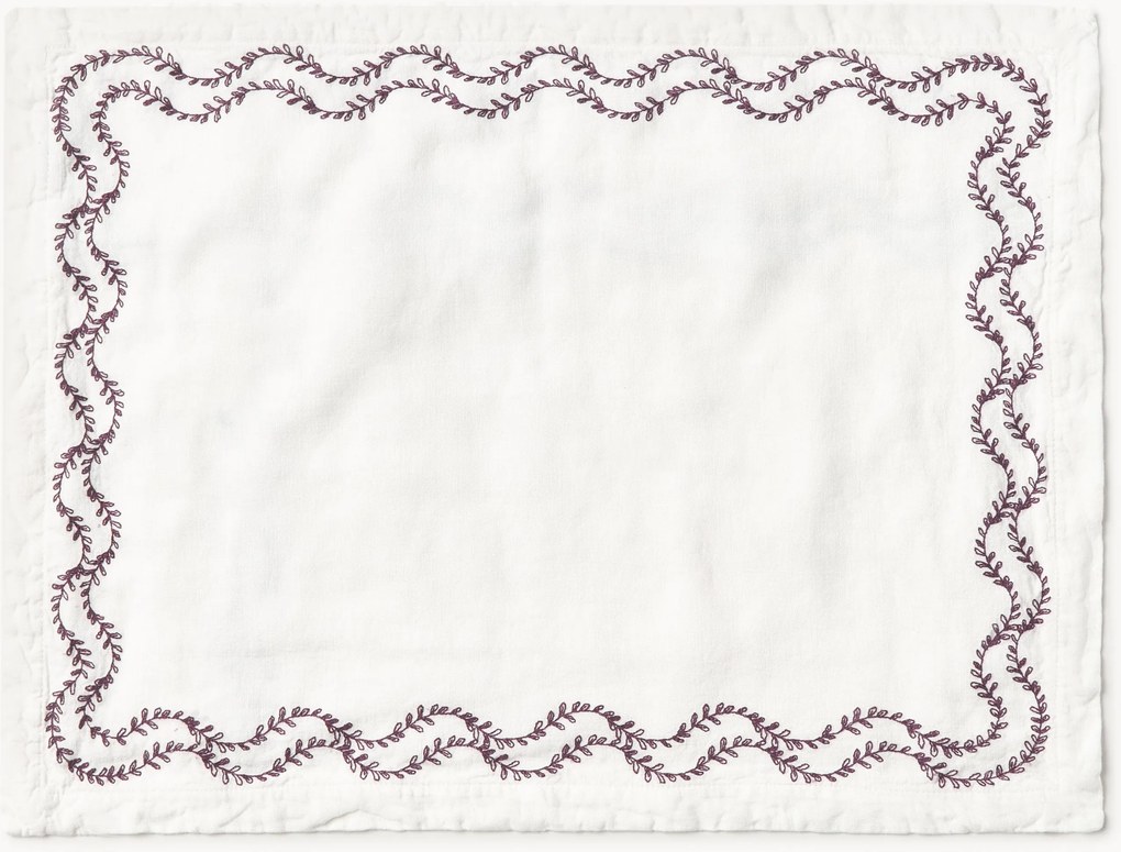 Handgeborduurde placemats Ivy van gewassen linnen, 2-delig