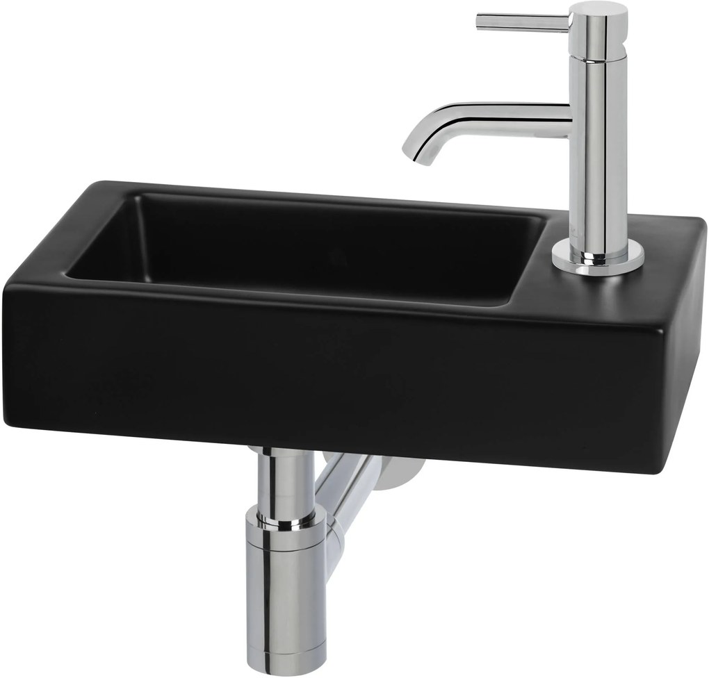 Saqu Trento fontein rechts 36x18cm mat zwart
