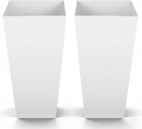 VEVOR Bloempot 325x325x665 mm 2-delige set, bloempot, plantenbak, PP plantenbak met binnenpot en drainagegaten, geschikt voor kamer- en tuinplanten, wit