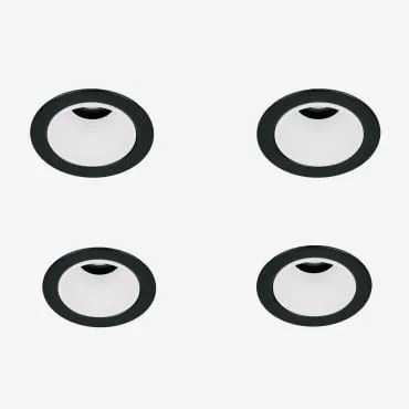 Pack Van 4 Inbouw Led-downlights Met Ronde Frames Ø5 Cm In Aluminium Luisiana Zwart – Wit & Warm Wit 3000k & 3 W & 38º - Sklum
