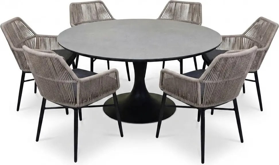 Flair Chianti dining tuinset 158xH75 cm 7 delig grijs rope