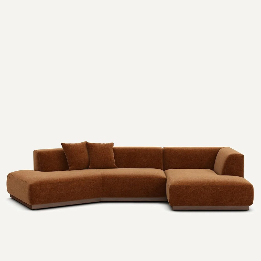 Rechter hoekbank in chenille fluweel, Jacopo