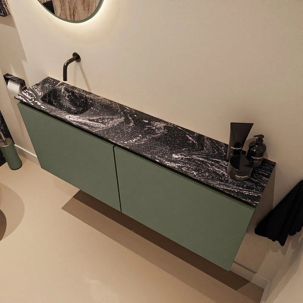 Mondiaz Ture DLux toiletmeubel 120cm army met wastafel lava links zonder kraangat