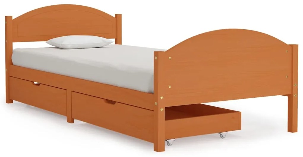 vidaXL Bedframe met 2 lades massief grenenhout honingbruin 100x200 cm