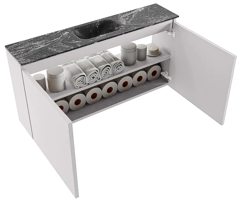 Mondiaz Ture DLux toiletmeubel 100cm cale met wastafel lava midden zonder kraangat