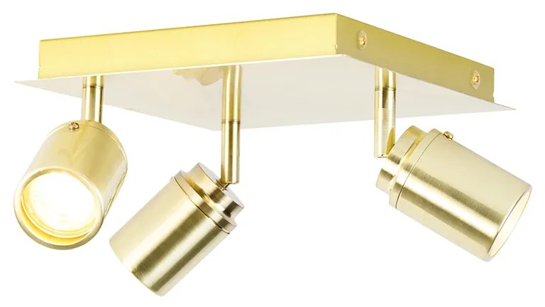 Moderne badkamer spot messing vierkant 3-lichts IP44 - Ducha