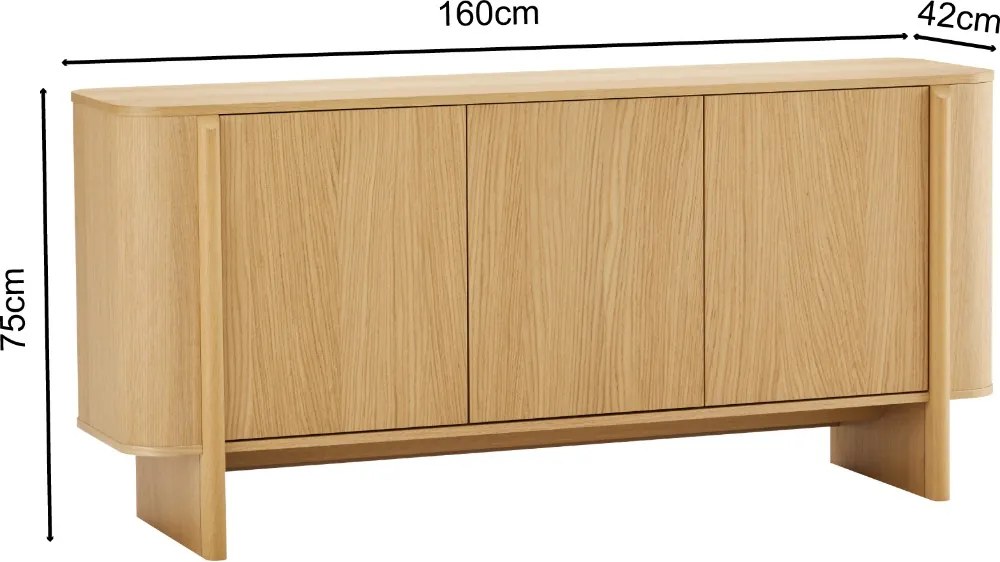 Eiken Dressoir Scandinavisch - 160x42x75cm.