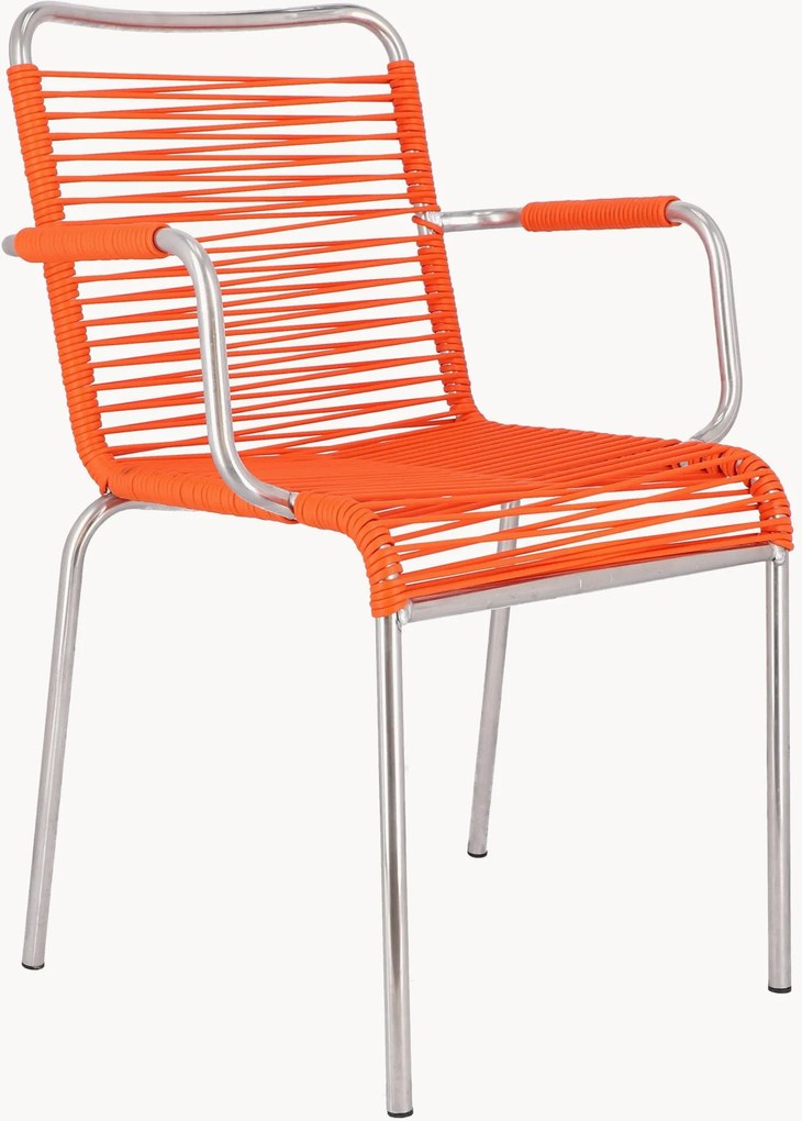 Handgemaakte tuin armstoelen Mya Spaghetti, 4-delig, stapelbaar