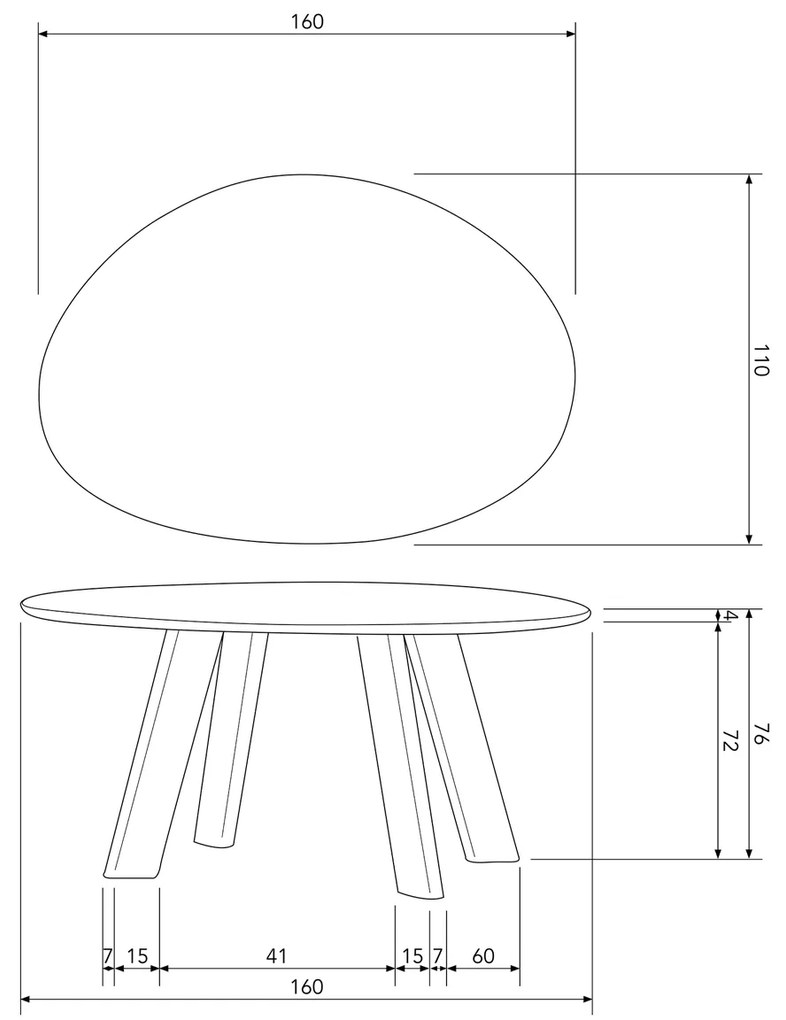 BePureHome Roundly Organische Eettafel Walnoot - 160 X 110cm.