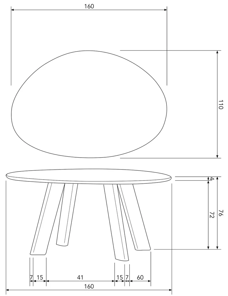 BePureHome Roundly Organische Eettafel Walnoot - 160 X 110cm.