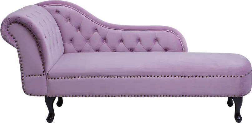 Chaise longue fluweel roze linkszijdig NIMES