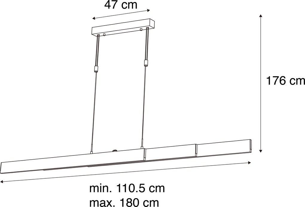 Moderne verstelbare hanglamp zwart incl. LED dimbaar - Lamba