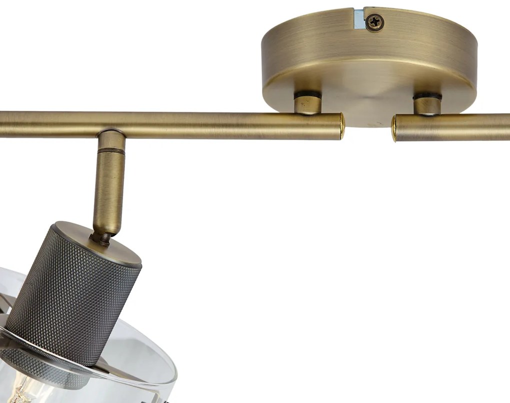 Design plafondspot brons met helder glas 4-lichts - Domo