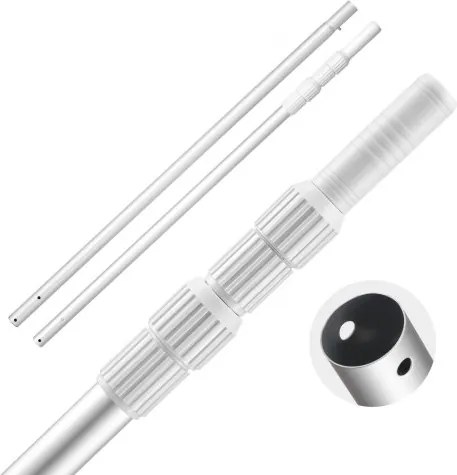 VEVOR Pool Pole Zwembadpaal (1-3,65 m), Reinigingspaal voor zwembaden, Professionele verstelbare telescoopsteel met verlengstok, Reinigingsstang voor borstel, Zuigkop, Skimmernet