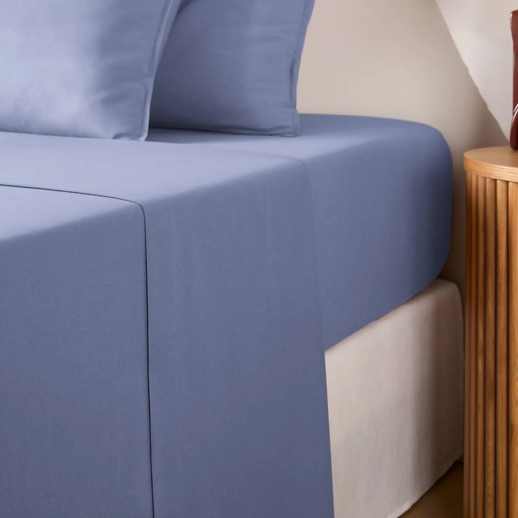 Effen plat laken in gewassen katoen, Scenario