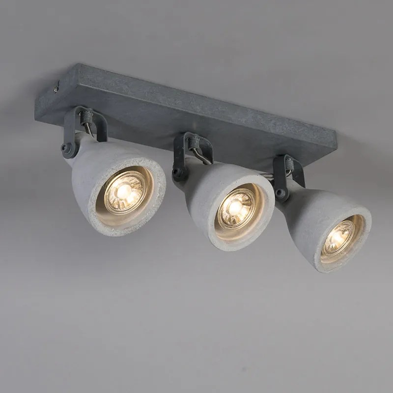 Industriële spot grijs beton 3-lichts - Creto