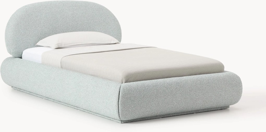 Bouclé gestoffeerd eenpersoonsbed Alba