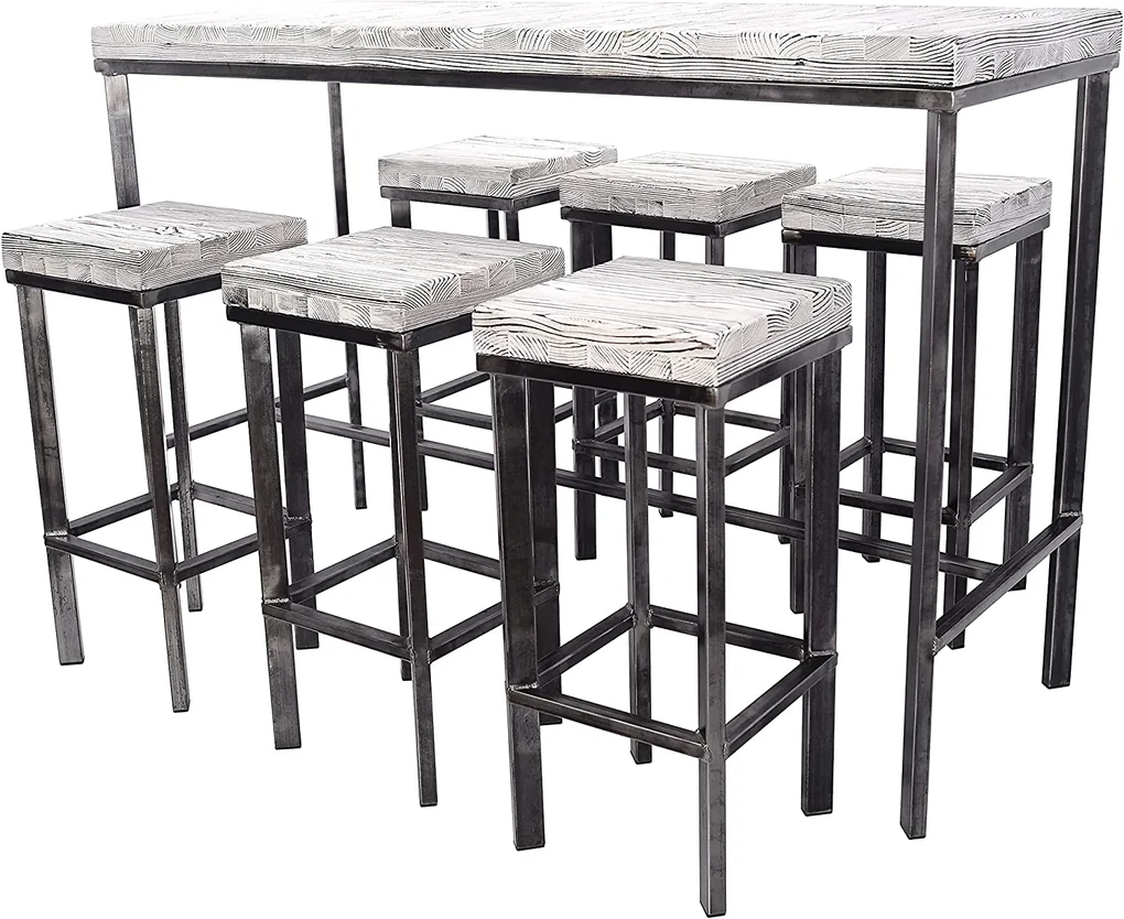 CHYRKA® Bartafel barkruk LS bartafel SAMBOR barmeubel loft vintage bar industrieel design handgemaakt hout metaal