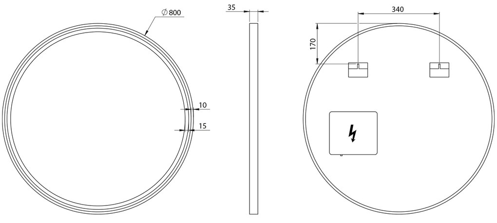 Sapho Kadris ronde spiegel met verlichting 80cm zwart