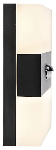 Buitenwandlamp zwart IP44 incl. LED met bewegingsmelder - Dualy