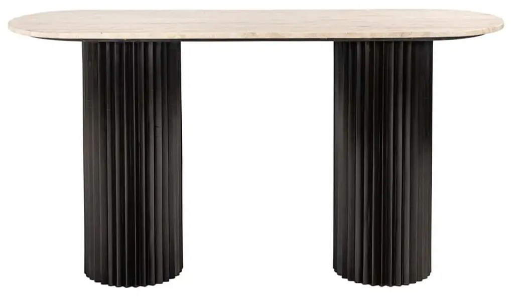 Richmond Interiors Hampton Sidetable Travertin Op Ronde Pilaren - 150 X 46cm.