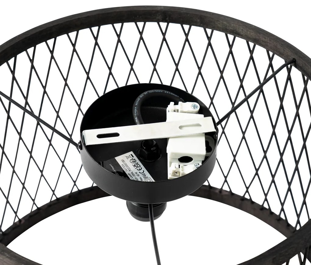 Landelijke plafondlamp zwart rotan 40 cm IP44 - Calamus