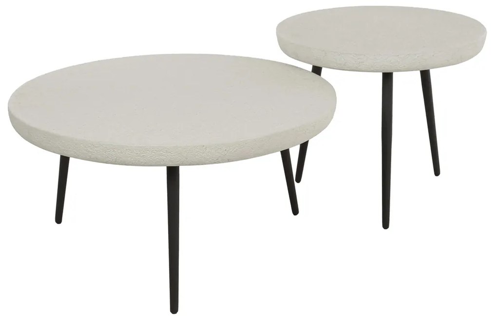 Salontafel Set Van 2 Flat Round Stone