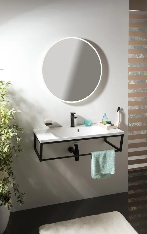 Sapho Industrial wastafel frame mat zwart 90cm