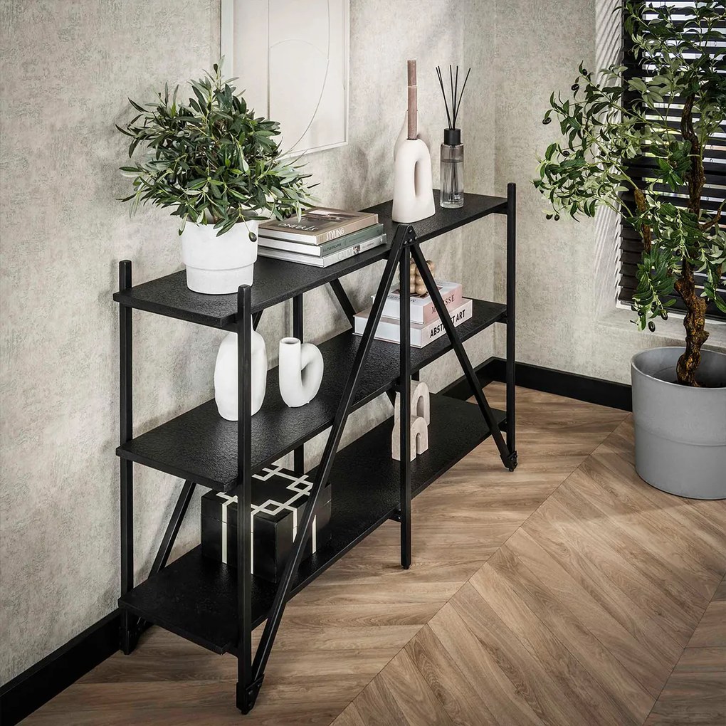 Open Kast Industrieel Met Planken - 130x35x85cm.