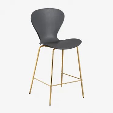 Taburete Alto Uit Donkergrijs & ↑66 Cm & Goud - Sklum