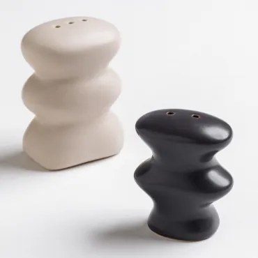 Gocker Zout- En Peperstel In Porselein Grijs – Antraciet - Licht Zandbruin - Sklum