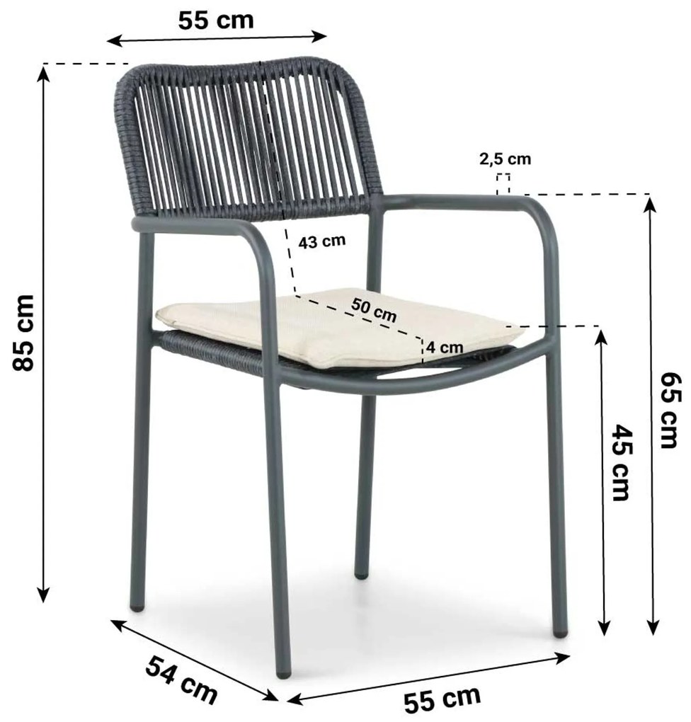 Tuinset 8 personen 300 cm Aluminium/rope Grijs Coco Penya/Weave