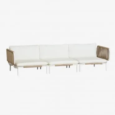 Tuinset Met Modulaire 3-zitsbank Met 2 Hoekmodules Van Roubly-staal Beige Amandelroos - Sklum