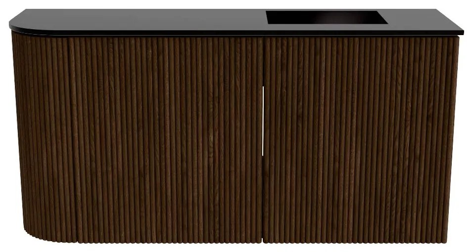 Mondiaz Joya 80cm toiletmeubel ronding links walnut met wastafel faye rechts zonder kraangat urban